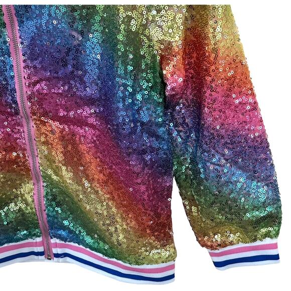 Abby & Evie Toddler Girls Light Weight Sequin Ombre Bomber Jacket 4T - Picture 6 of 14